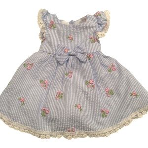 Blue dress with pink flowers